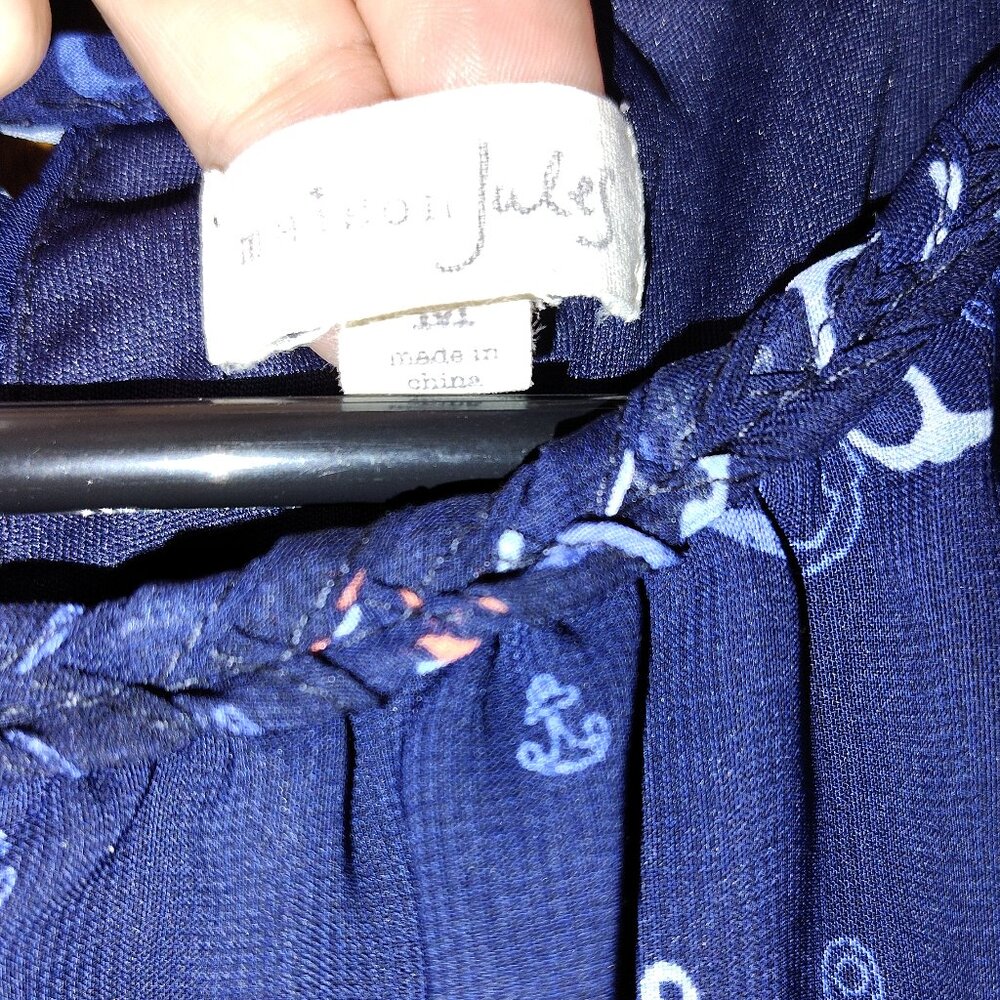 Maison Jules Blue & Red Anchor Midi Dress Womens M Keyhole Tieback - Picture 5 of 7